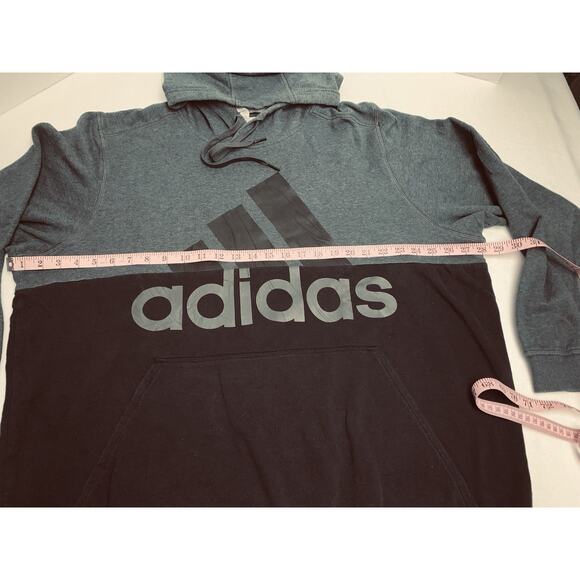 2XL Adidas Hoodie Mens Black and Gray Sweatshirt Pullover Logo Drawstrings - Picture 2 of 11